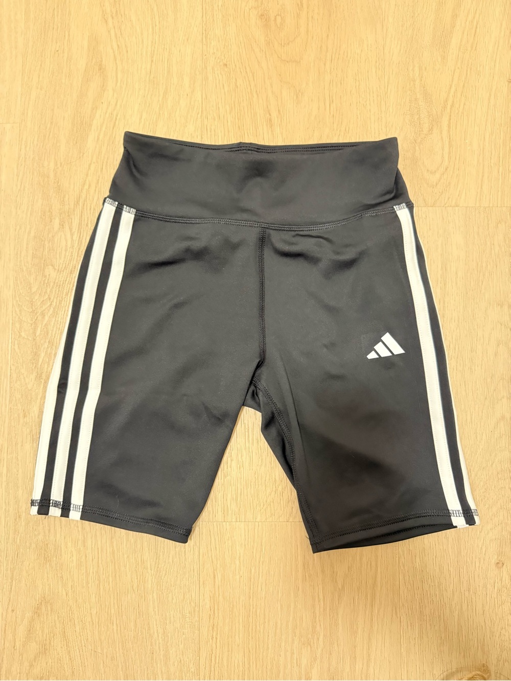 adidas Black Bike Shorts with White Side Stripes